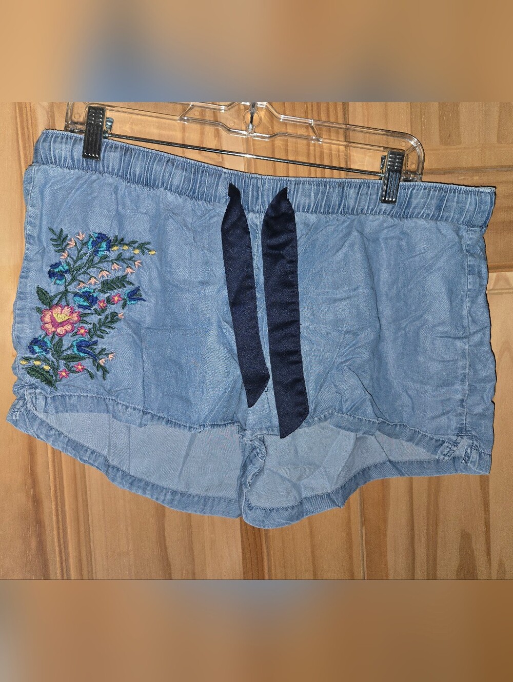 Old Navy Light Blue Embroidered Drawstring Lounge Shorts